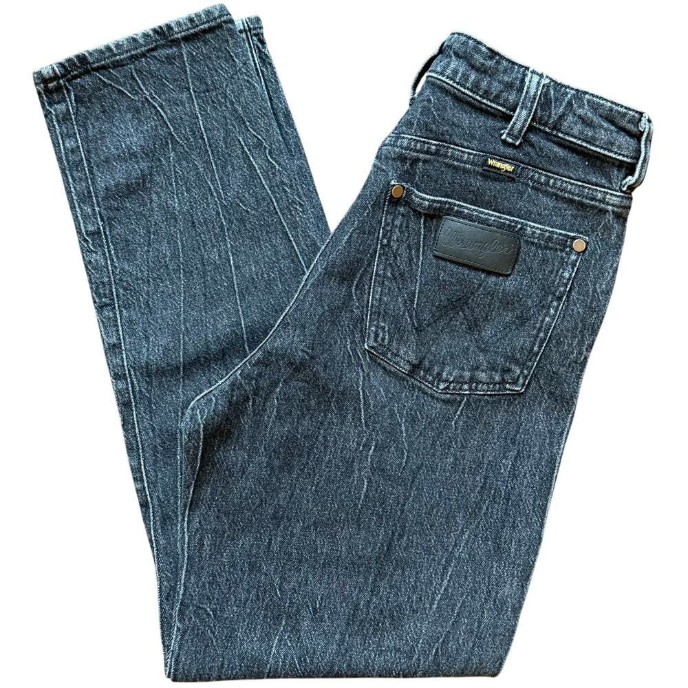 Wrangler Women’s Mom Jeans 28x28 High Rise Tapered Leg Black Wash Western